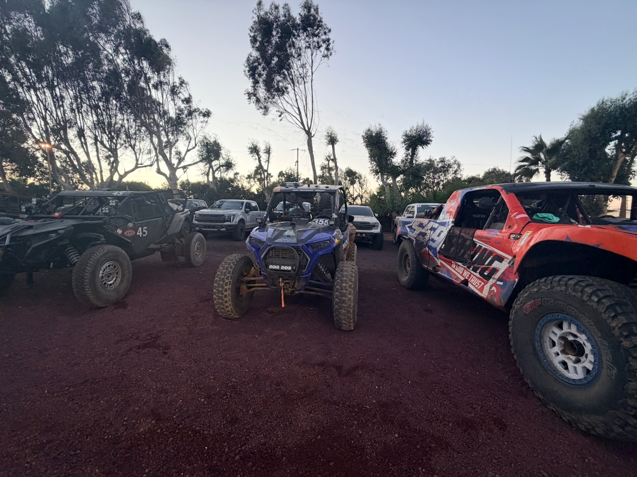 Race car 355 resting after NORRA 500 Race Day 1
