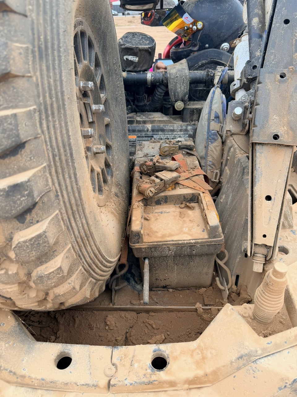 Large quantity of sand collected inside race car 355