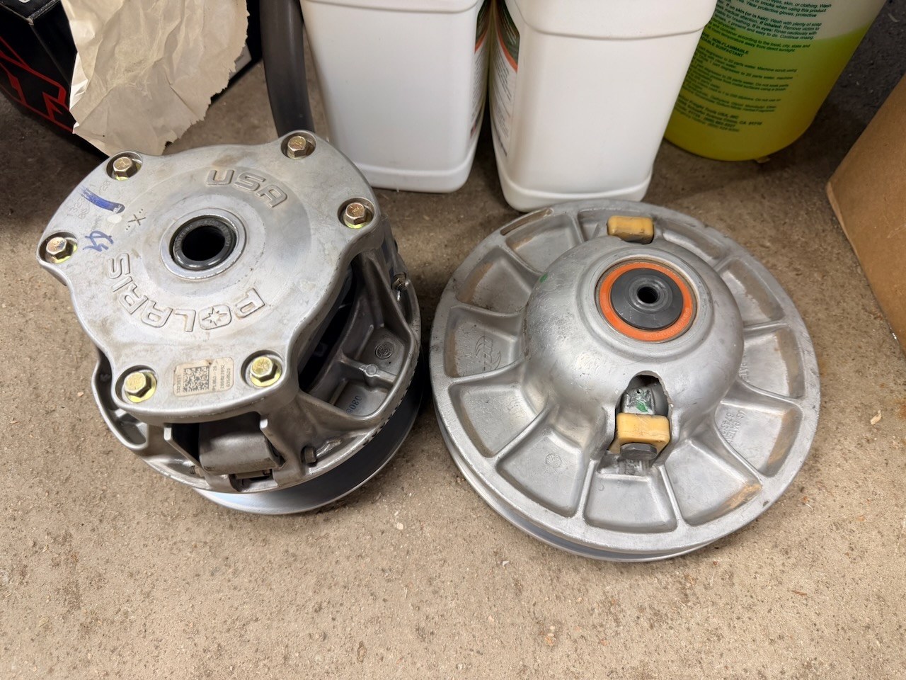 Stock OEM CVT clutches removed from race car 355