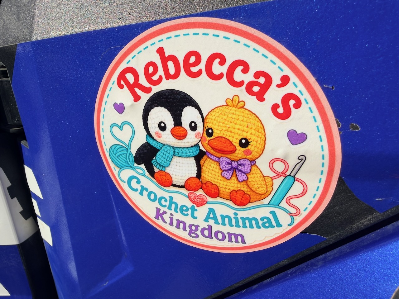 Rebecca's Crochet Animal Kingdom sponsor sticker on race car 355